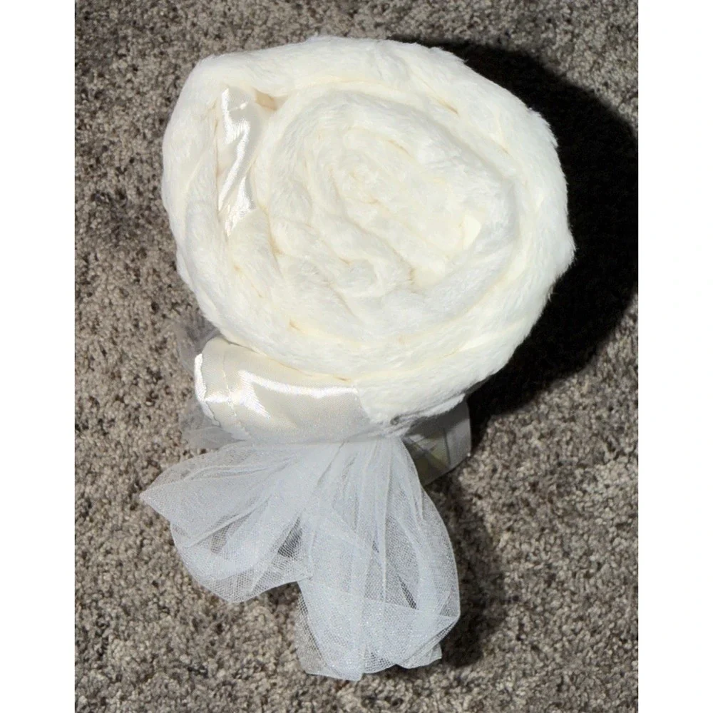 Crib Clouds by Colorado White Cotton Candy Minky Dot Satin baby Crib Blanket NOS
